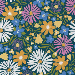 Printed Cotton CHOUPETTE Blue / Yellow